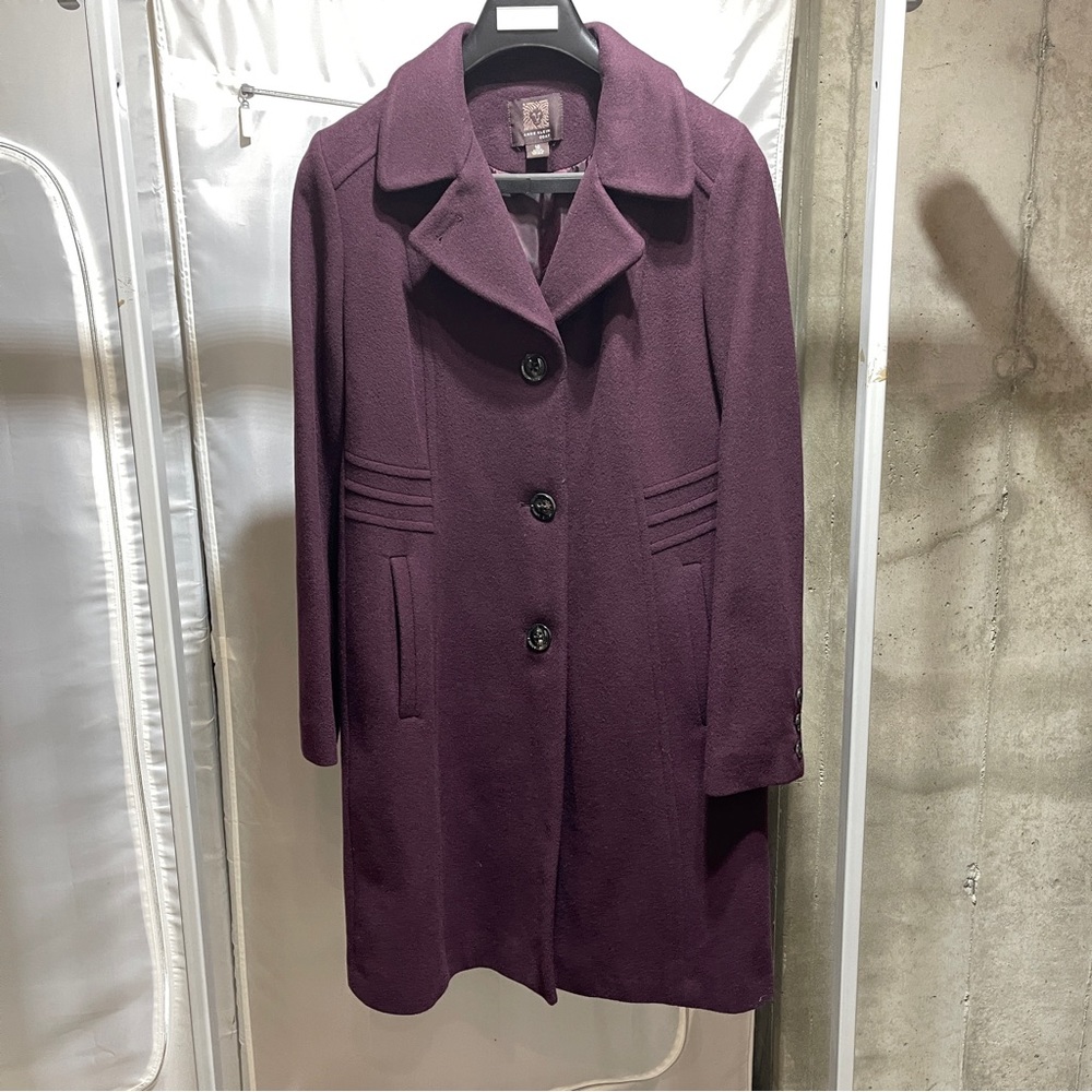 Anne Klein women coat in plum